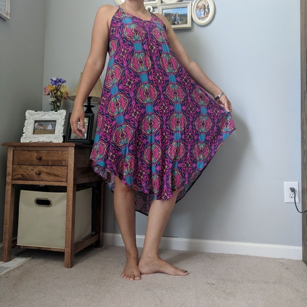 ASTR Strap Summerdress Pink Purple Blue Abstract Print Women’s Size Small